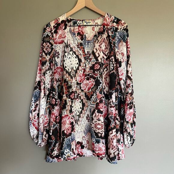 Show Me Your Mumu Jamie Tunic Mini Babydoll Dress Small Girl Tribe Mixed Printn - Picture 4 of 16